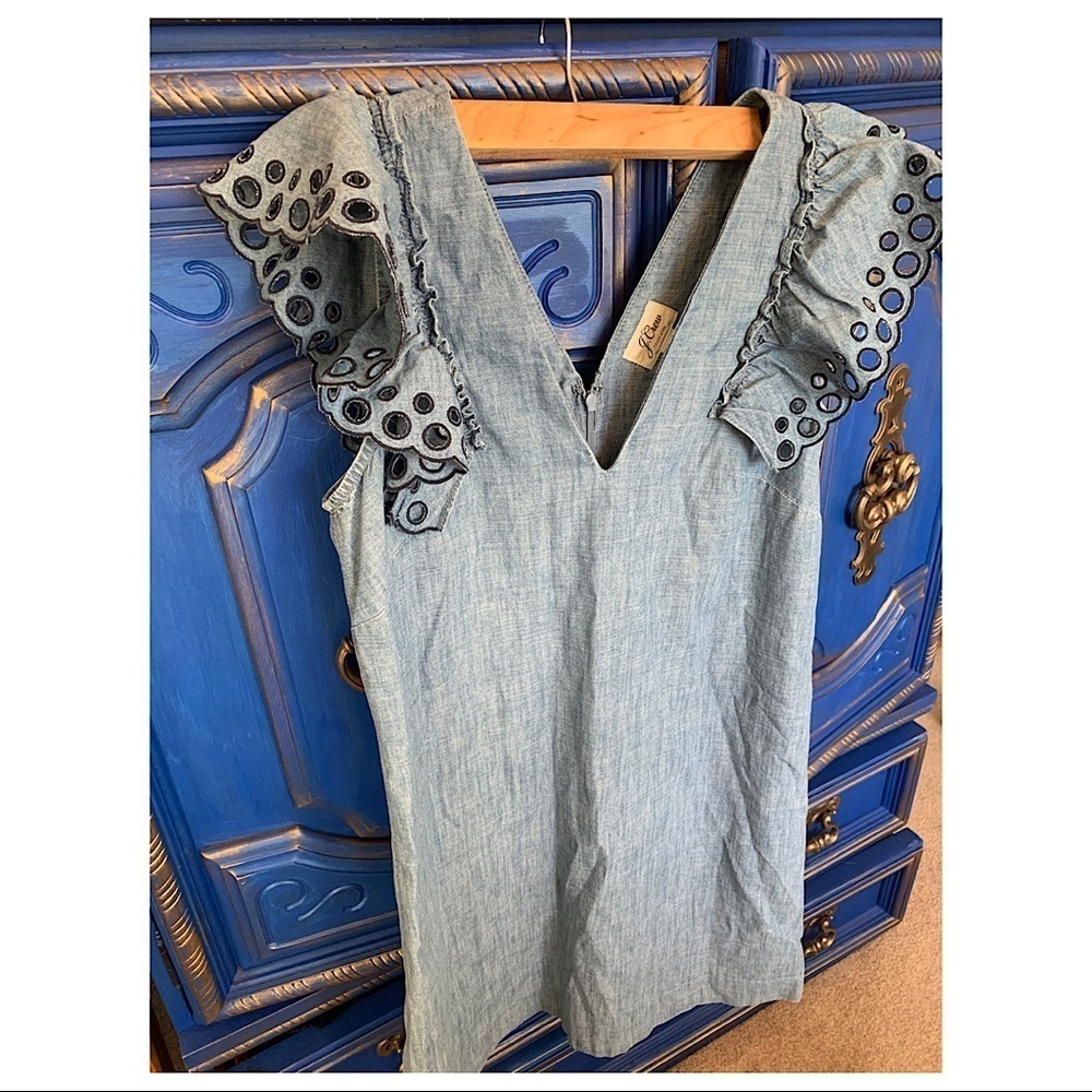 J. Crew size 2 Denim Flutter Sleeve Dress